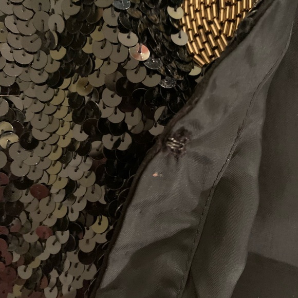 Marigana size 16 black and gold sequinned vintage jacket - Picture 4 of 4